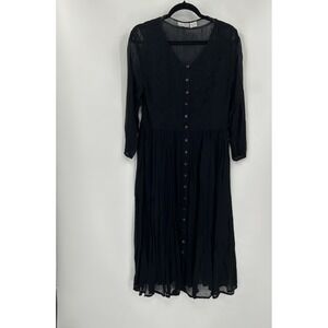 Casual Studio Dress Womens S Black Sheer Embroidered Boho WhimsiGoth Witchy Boho